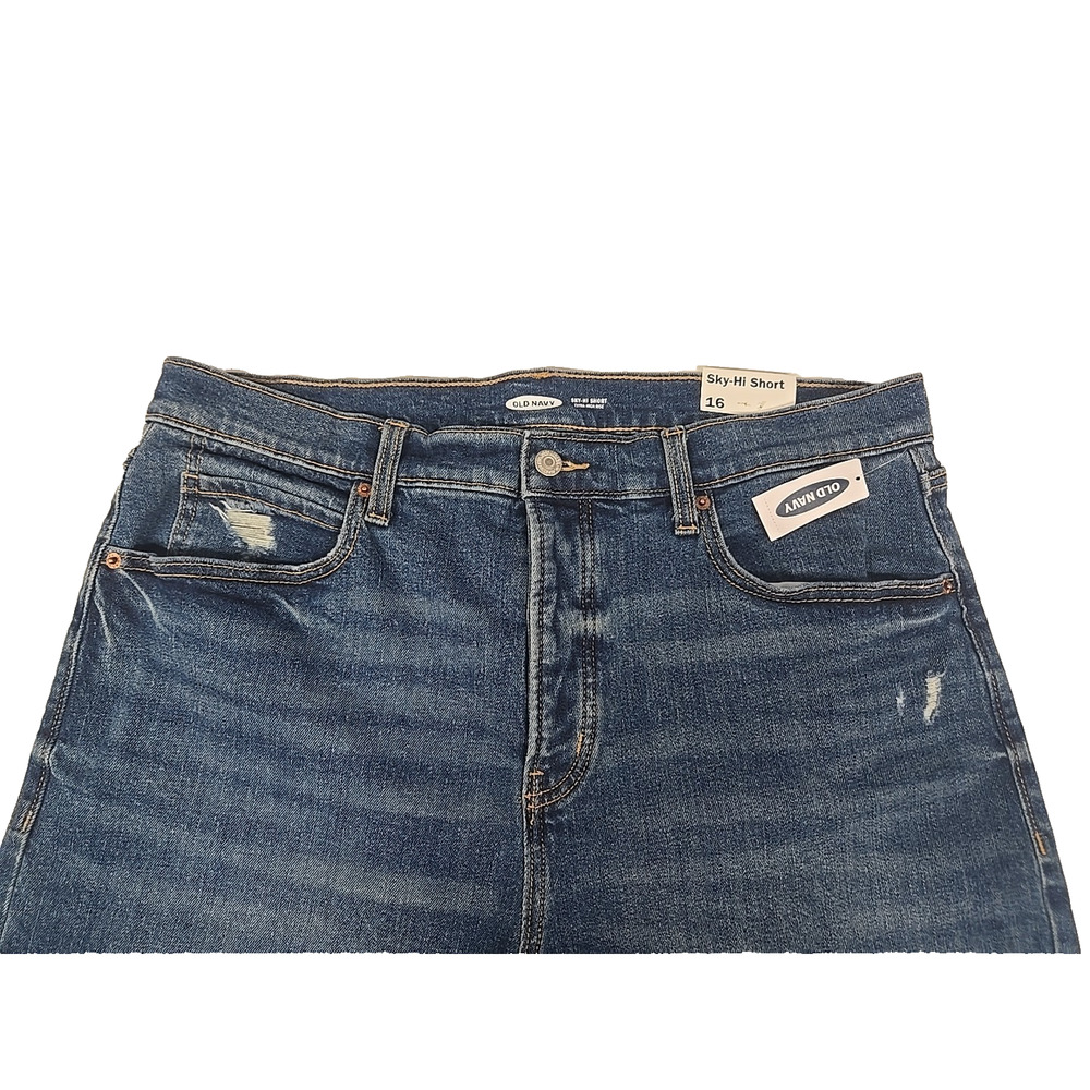 Old Navy Womens Blue Jean Sky Hi Shorts High Waisted Cut Off Size 16 New - Picture 4 of 11